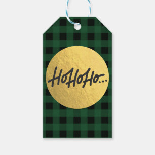Étiquettes-cadeau HO HO HO Christmas Holiday Green Buffalo Plaid