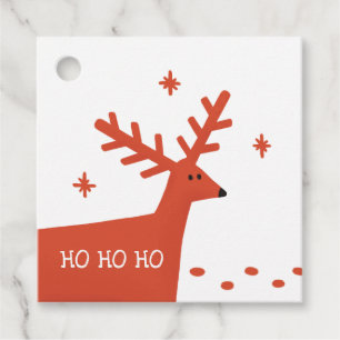 Étiquettes Cadeau Ho Ho Ho Noël Red Woodland Reinder