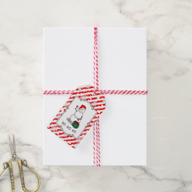 Étiquettes-cadeau Ho Ho Joyeux Noël Père Noël mignonne Snowman (Avec de la ficelle)