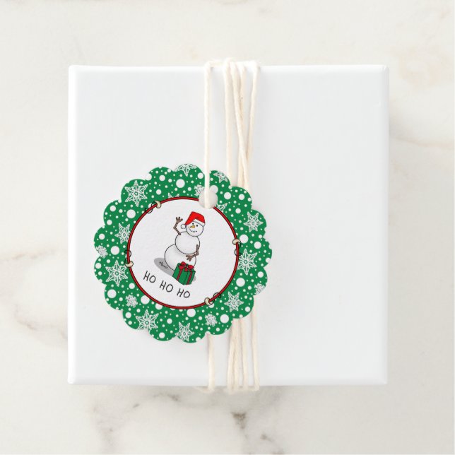 Étiquettes Cadeau Ho Ho Joyeux Noël Père Noël mignonne Snowman (En situation)