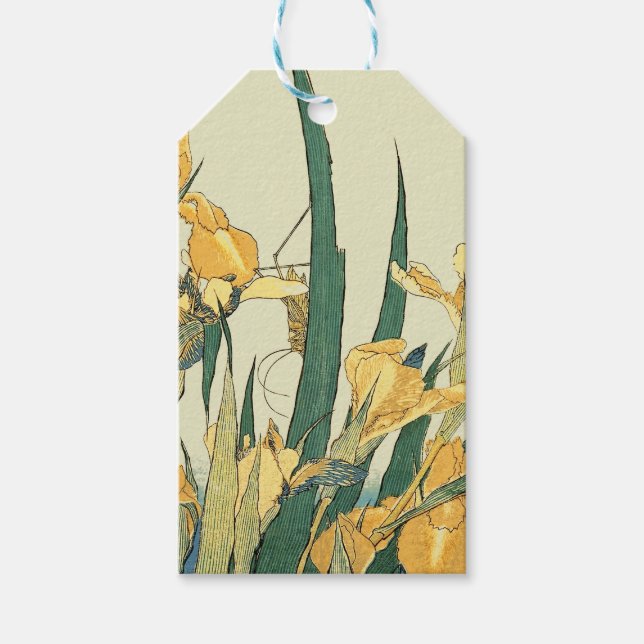 Étiquettes-cadeau Hokusai grasshopper et iris Japon (Devant)