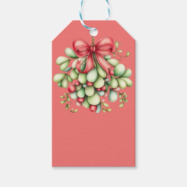 ÉTIQUETTES-CADEAU HOLIDAY RED & GREEN MISTLETOE PLANTS (Devant)