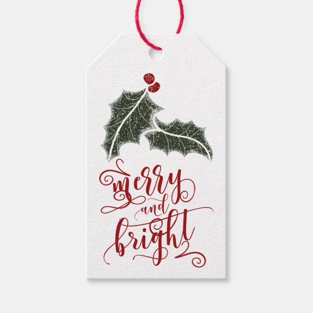 Étiquettes-cadeau Holly Berries | Merry & Bright (Devant)