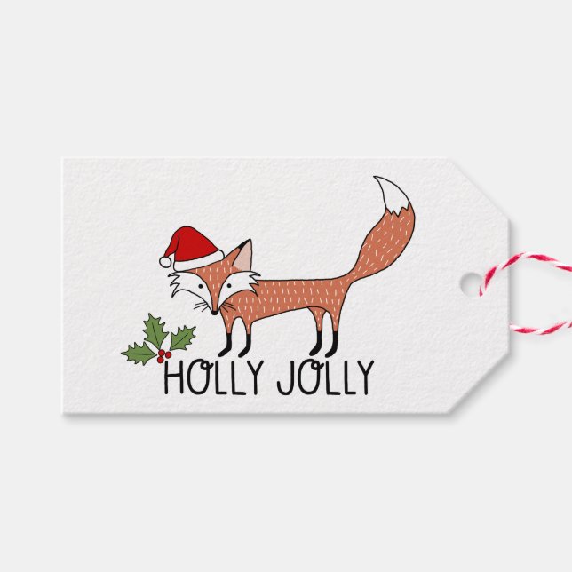 Étiquettes-cadeau Holly Jolly Fox (Devant (Horizontal))