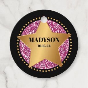 Étiquettes Cadeau HOLLYWOOD STAR Sparkle Anniversaire Fête Cadeau Fa