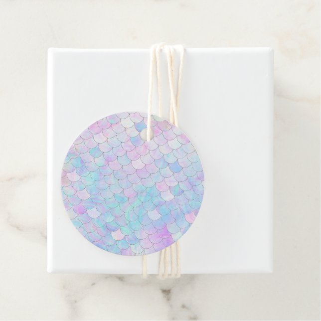 Étiquettes Cadeau Holographie de l'iridescendance de la sirène viole (En situation)