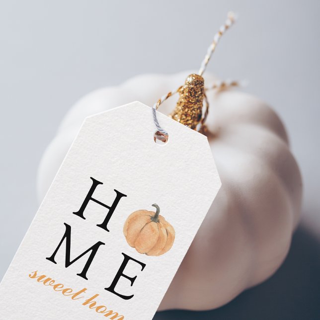 Étiquettes-cadeau Home Sweet Home | Citrouille orange | Saison autom (Créateur téléchargé)