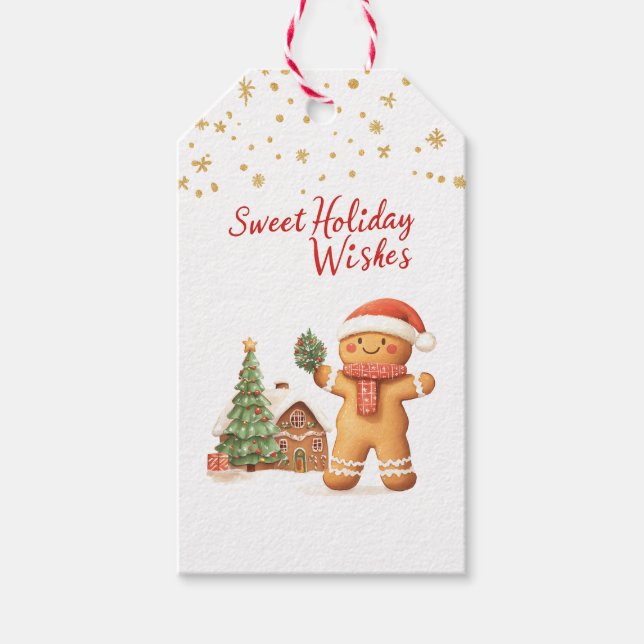 Étiquettes-cadeau Homme de pain d'épice d'arbre de Noël (Devant)
