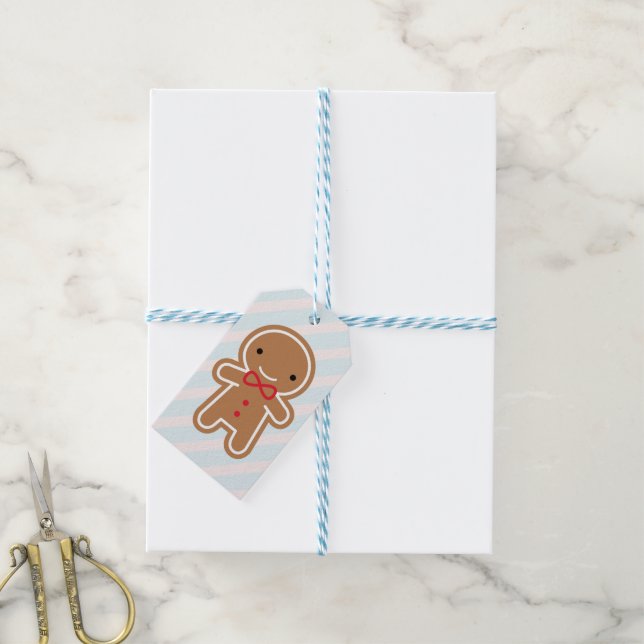 Étiquettes-cadeau Homme Kawaii Gingerbread (Avec de laficelle)