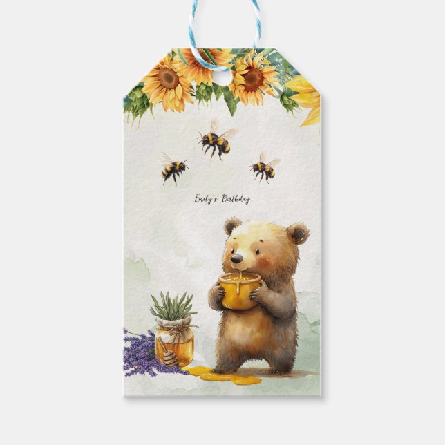 Étiquettes-cadeau Honey Bear Anniversaire de fête Napkins (Devant)
