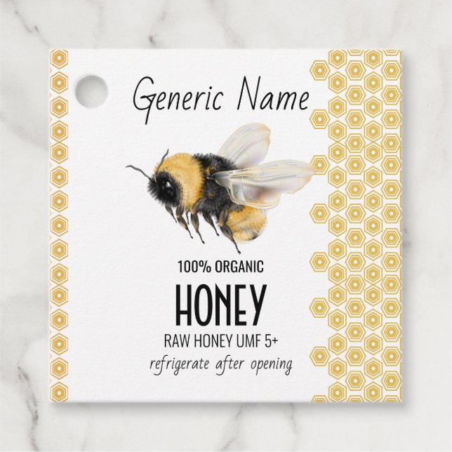 Étiquettes Cadeau Honeybee Honeycomb Honey (Devant)