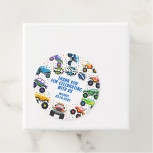 Étiquettes Cadeau Honk beep vroom monstre camions garçon merci