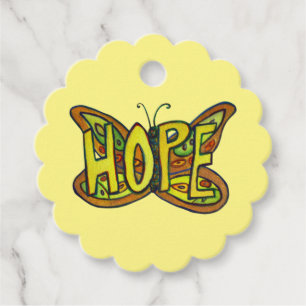 Étiquettes Cadeau Hope Butterfly Word Art Inspirational Tags