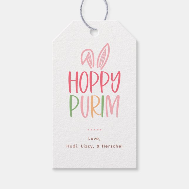 Étiquettes-cadeau Hoppy Purim Bunny Ears (Devant)