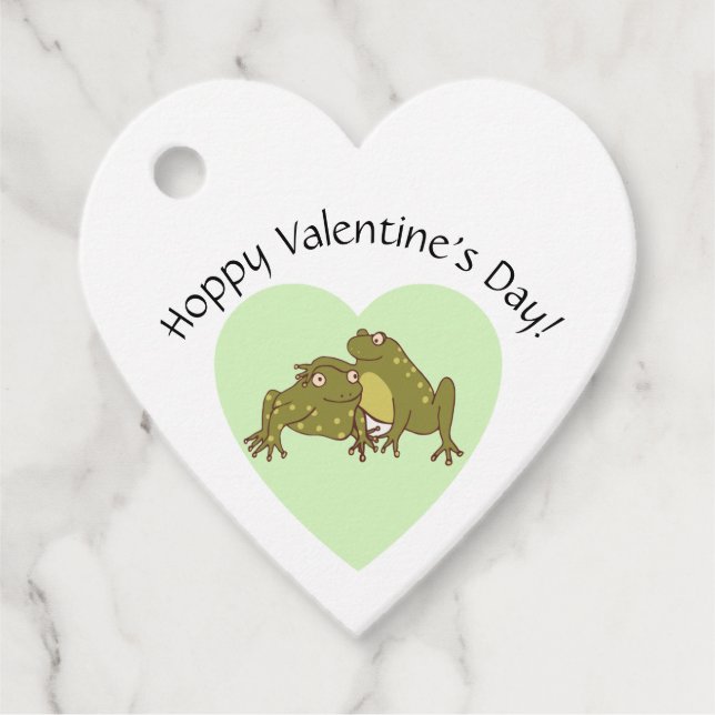 Étiquettes Cadeau Hoppy Valentines Jour Cute Frogs In Love (Devant)