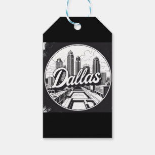Étiquettes-cadeau Horizon de Dallas Texas Noir et Blanc