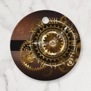 Étiquettes Cadeau Horloge Steampunk avec des engrenages anciens