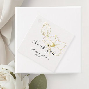 Étiquettes Cadeau Hors blanc   Mariage floral moderne chic