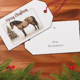 Étiquettes-cadeau Horse Merry Christmas Personalized