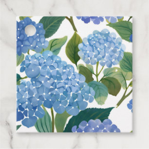 Étiquettes Cadeau Hortensias bleus aquarelle florale
