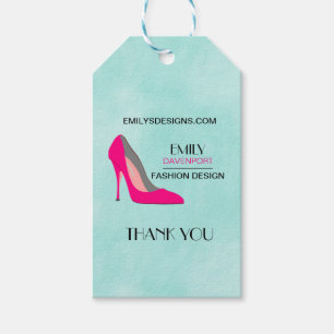 Étiquettes-cadeau Hot Rose Stiletto High Heure Chic Biz Merci