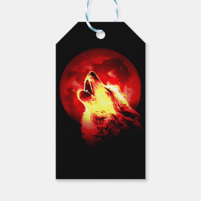 Étiquettes-cadeau Howling Wolf à Red Night (Devant)