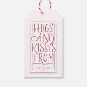 Étiquettes-cadeau Hugs et baisers à la main Saint Valentin