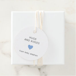 Étiquettes Cadeau Hugs et baisers Baby shower moderne Blue Boy