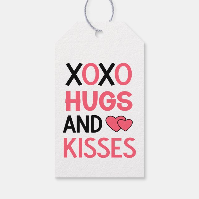 Étiquettes-cadeau Hugs Kisses Love Valentines Rose Mariage noir (Dos)