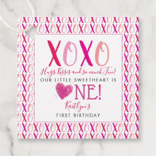 Étiquettes Cadeau Hugs & Kisses (XOXO) Valentine's Day 1st Birthday