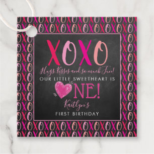 Étiquettes Cadeau Hugs & Kisses (XOXO) Valentine's Day 1st Birthday
