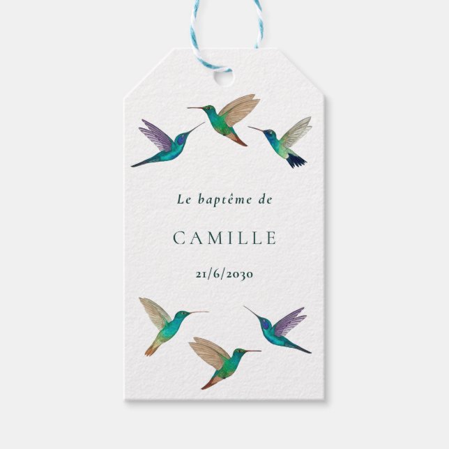 Étiquettes-cadeau Hummingbird Baptism (Devant)