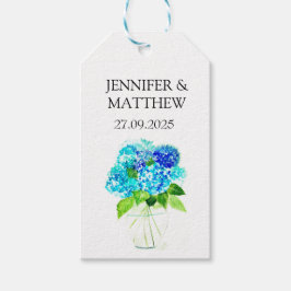 Étiquettes-cadeau Hydrangea Blue Flowers Aquarelle Mariage élégant