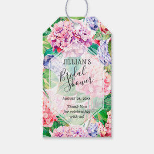 Étiquettes-cadeau Hydrangeas Aquarelles Fête de Mariage Florale