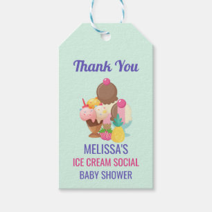 Étiquettes-cadeau Ice Cream Social Baby shower Événement Merci