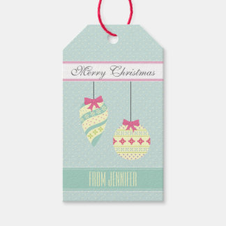 Étiquettes-cadeau Icy Blue Graphic Polkadotted ornements de Noël