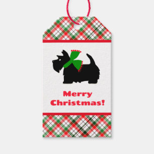 Étiquettes-cadeau Idées de cadeaux de Noël Plaid Scotty Dog
