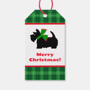 Étiquettes-cadeau Idées de cadeaux de Noël Plaid Scotty Dog