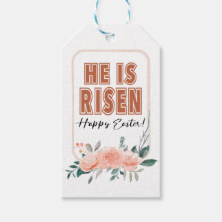 Étiquettes-cadeau Il Est Ressuscité Religieux Floral Pâques Étiquett