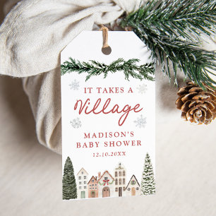Étiquettes-cadeau Il faut tout un village Flocon de neige Bébé Showe