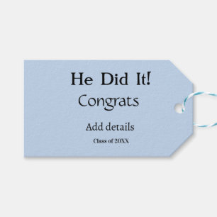 Étiquettes-cadeau il l'a fait félicitations remise des diplômes nom 