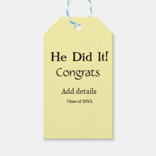 Étiquettes-cadeau il l'a fait félicitations remise des diplômes nom 