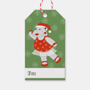Étiquettes-cadeau illusima Ballerine Hippopotame Noël Flocons de nei