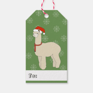 Étiquettes-cadeau illusima Llama Noël Snowflakes Vert