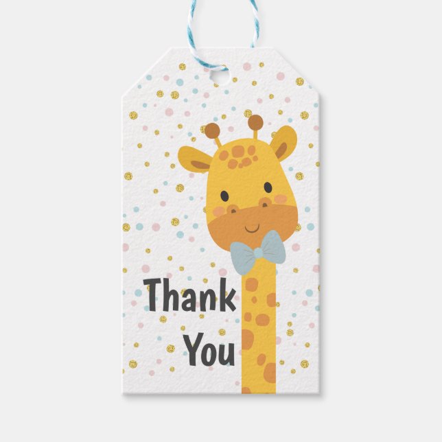Étiquettes-cadeau Illustration animale de girafe (Devant)