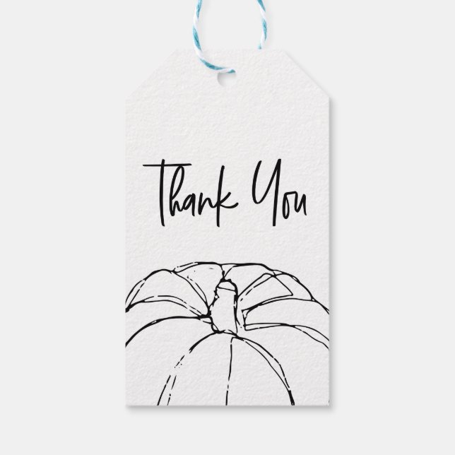 Étiquettes-cadeau Illustration citrouille simple Merci (Dos)