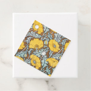 Étiquettes Cadeau illustration d'art pavot fleur jaune