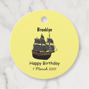 Étiquettes Cadeau Illustration de bateau pirate