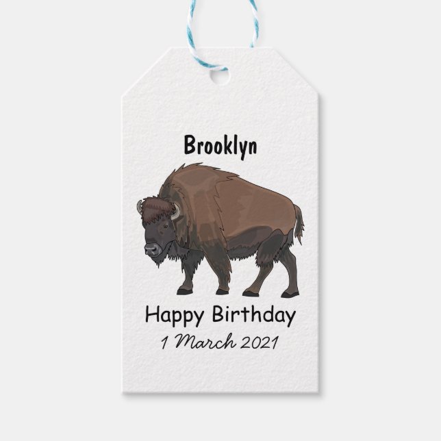 Étiquettes-cadeau Illustration de bison (Devant)