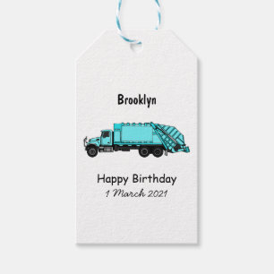 Étiquettes-cadeau Illustration de camion à ordures